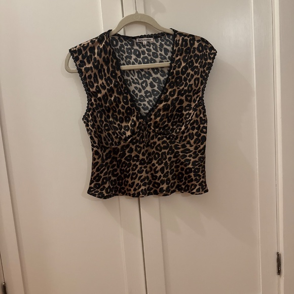 Reformation Cherry Silk Top Brown - Size 8 - Picture 4 of 5